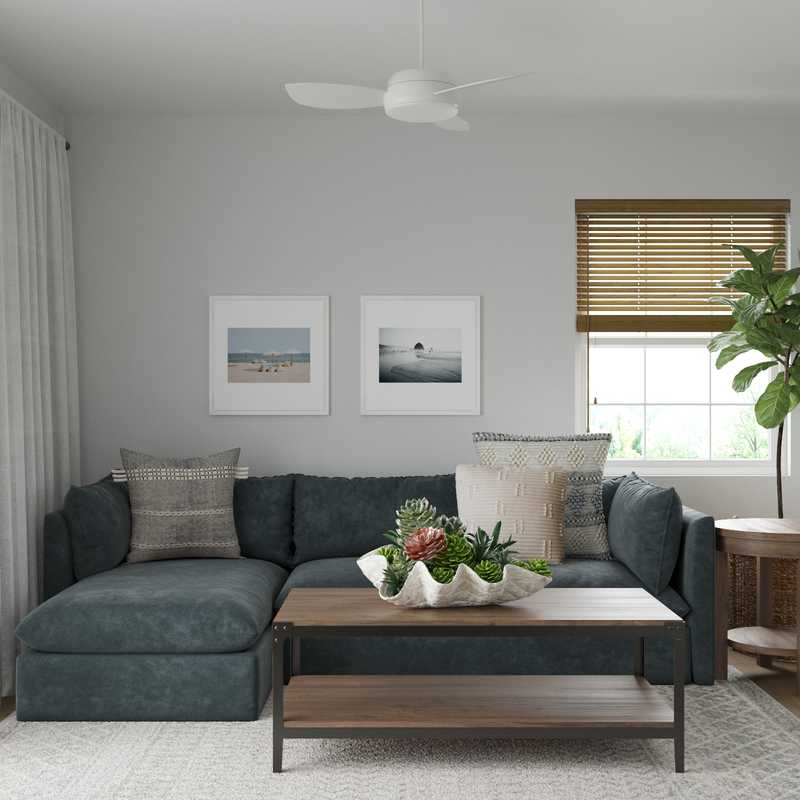 Coastal, Farmhouse Living Room Design by Havenly Interior Designer Meghan