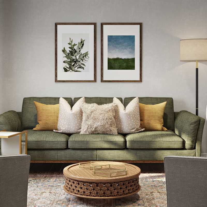 Farmhouse, Midcentury Modern, Scandinavian Living Room Design by Havenly Interior Designer Kymlyn