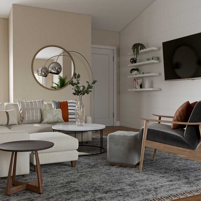 Coastal, Farmhouse Living Room Design by Havenly Interior Designer Carly
