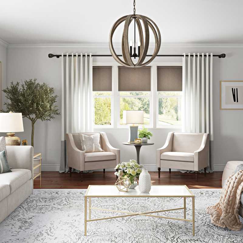Classic, Farmhouse Living Room Design by Havenly Interior Designer Emilee