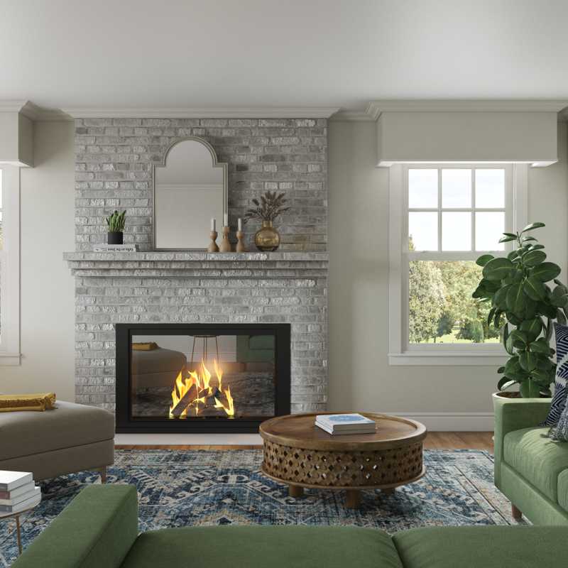 Modern, Bohemian, Vintage, Global Living Room Design by Havenly Interior Designer Erin