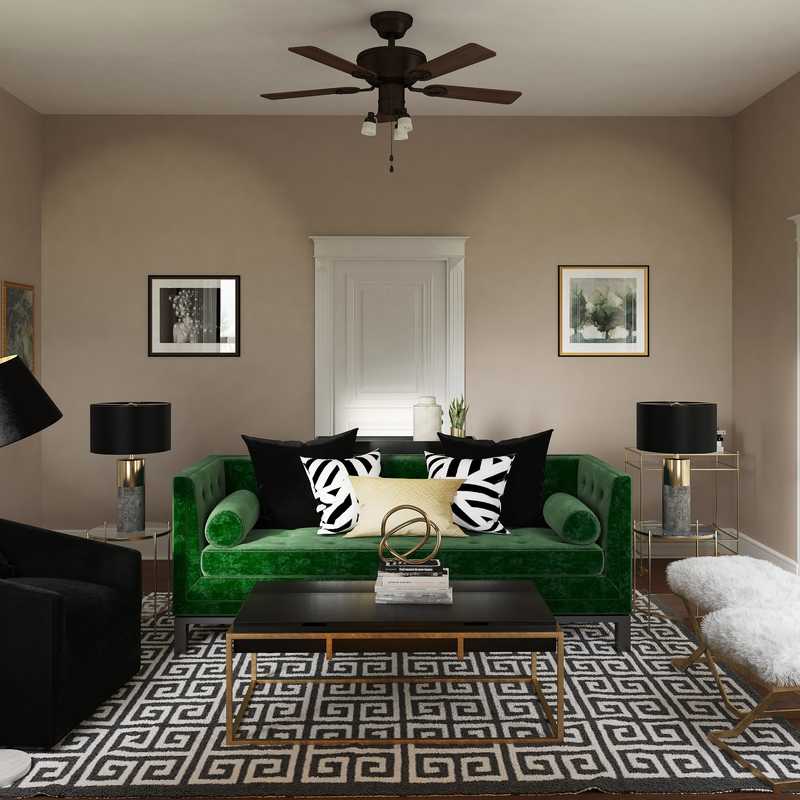 Modern, Eclectic, Glam Living Room Design by Havenly Interior Designer Abbie