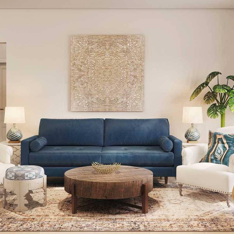 Bohemian, Glam, Global Living Room Design by Havenly Interior Designer Jenni