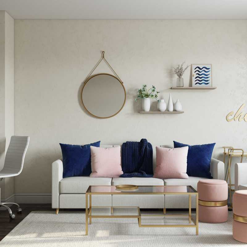 Glam, Farmhouse, Preppy Living Room Design by Havenly Interior Designer Nicollette