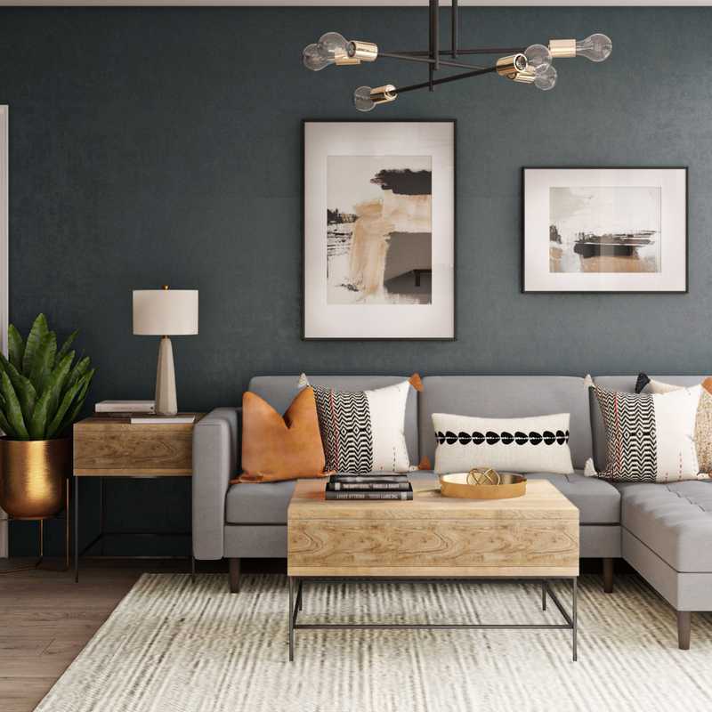 Contemporary, Glam, Midcentury Modern Living Room Design by Havenly Interior Designer Laura