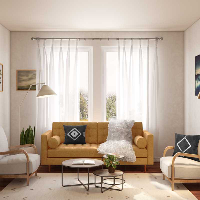 Bohemian, Global, Midcentury Modern Living Room Design by Havenly Interior Designer Logan