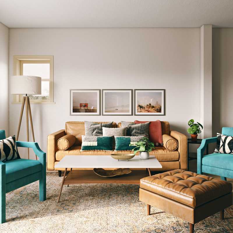 Bohemian, Midcentury Modern Living Room Design by Havenly Interior Designer Isabella