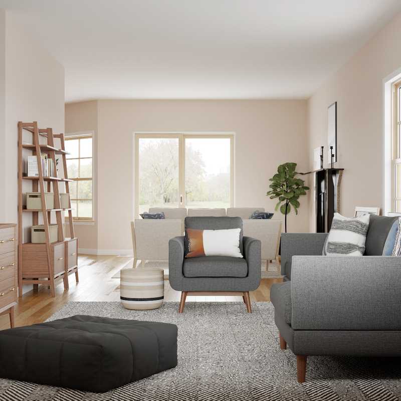 Rustic, Midcentury Modern Living Room Design by Havenly Interior Designer Whitney