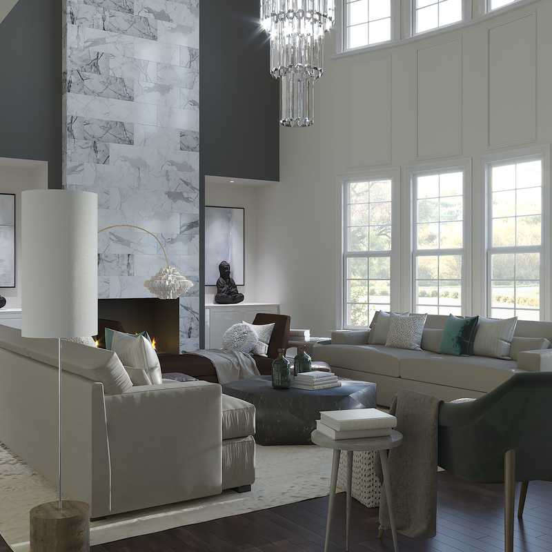 Contemporary, Preppy, Scandinavian Living Room Design by Havenly Interior Designer Jill