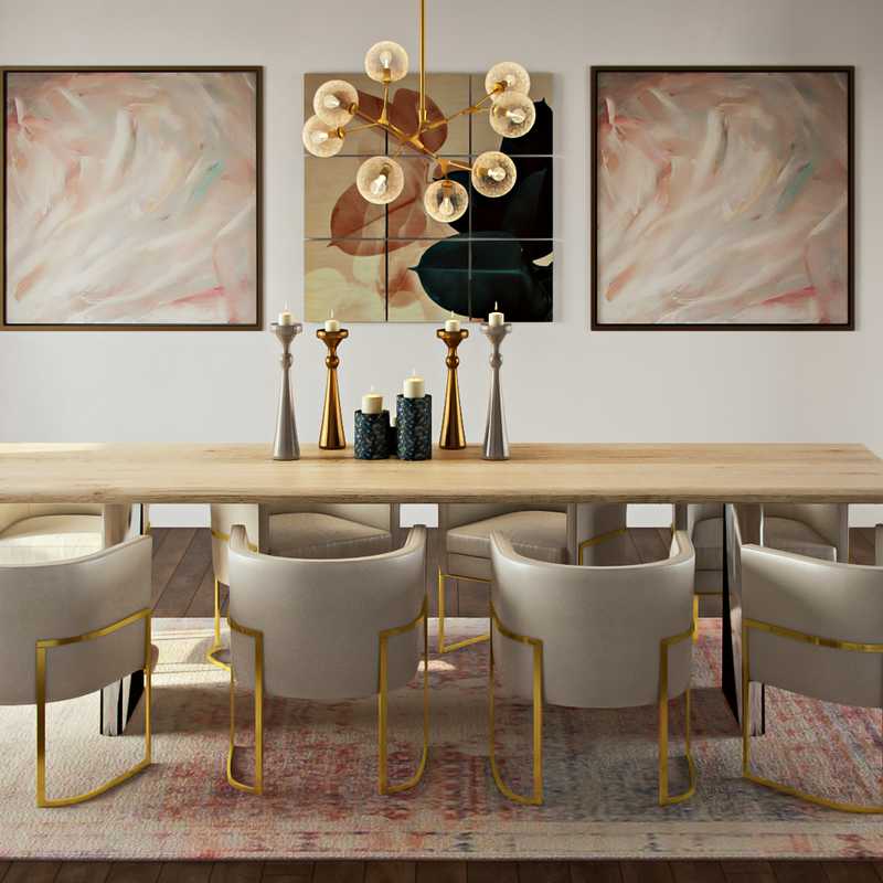 Eclectic, Glam, Midcentury Modern Dining Room Design by Havenly Interior Designer Logan