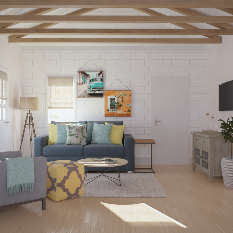 Eclectic, Coastal Living Room Design by Havenly Interior Designer Kyla