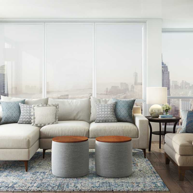 Classic, Coastal, Transitional Living Room Design by Havenly Interior Designer Christine