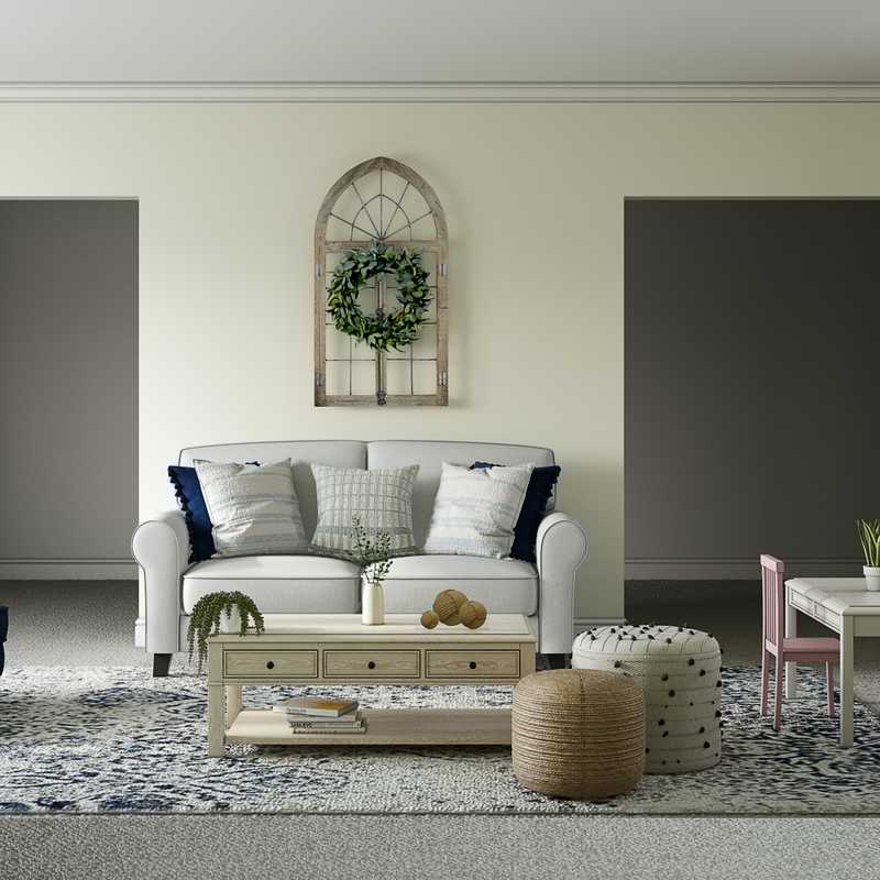 Contemporary, Farmhouse Living Room Design by Havenly Interior Designer Crystal