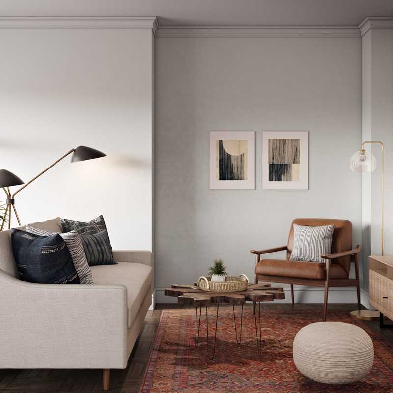 Modern, Bohemian, Midcentury Modern Living Room Design by Havenly Interior Designer Ella