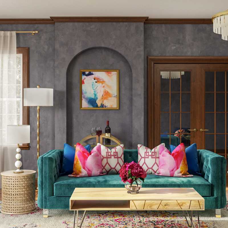 Modern, Eclectic, Glam Living Room Design by Havenly Interior Designer Austin