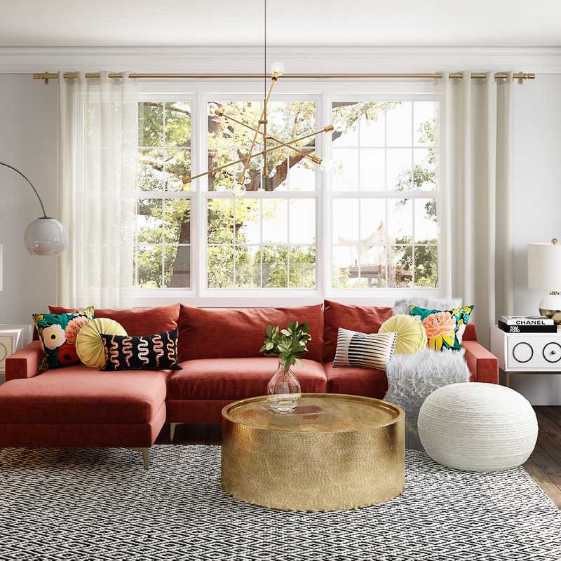 Contemporary, Bohemian, Glam, Global Living Room Design by Havenly Interior Designer McKenzie