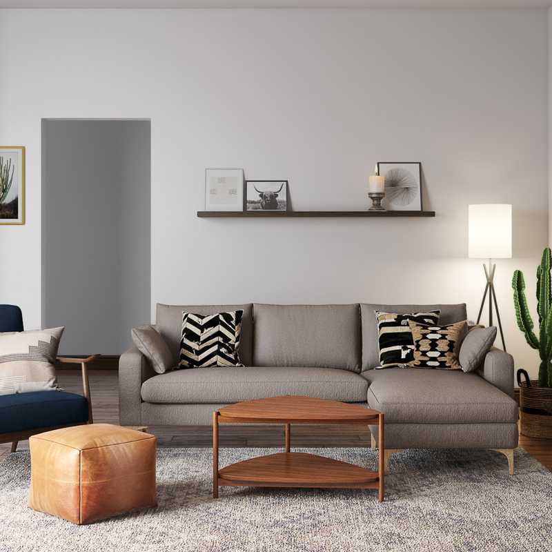 Farmhouse, Country, Midcentury Modern Living Room Design by Havenly Interior Designer Julie