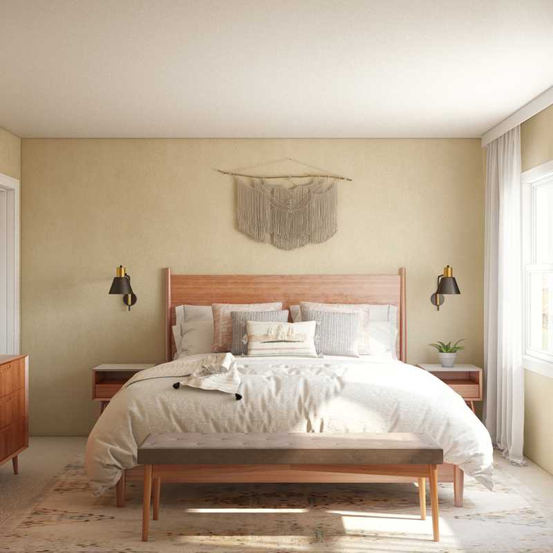 Bohemian, Midcentury Modern Bedroom Design by Havenly Interior Designer Rachel