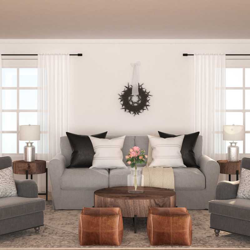 Farmhouse, Rustic, Transitional Living Room Design by Havenly Interior Designer Julieta