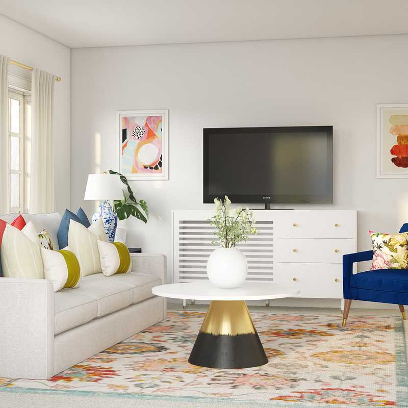 Preppy Living Room Design by Havenly Interior Designer Tracie