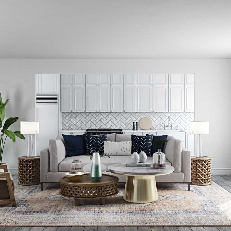 Bohemian, Midcentury Modern Living Room Design by Havenly Interior Designer Ghianella