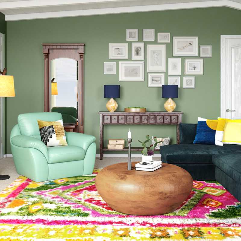 Bohemian, Global Living Room Design by Havenly Interior Designer Deeksha