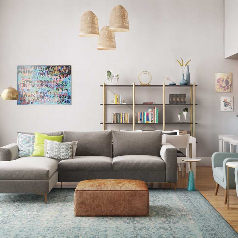 Contemporary, Eclectic Living Room Design by Havenly Interior Designer Christina