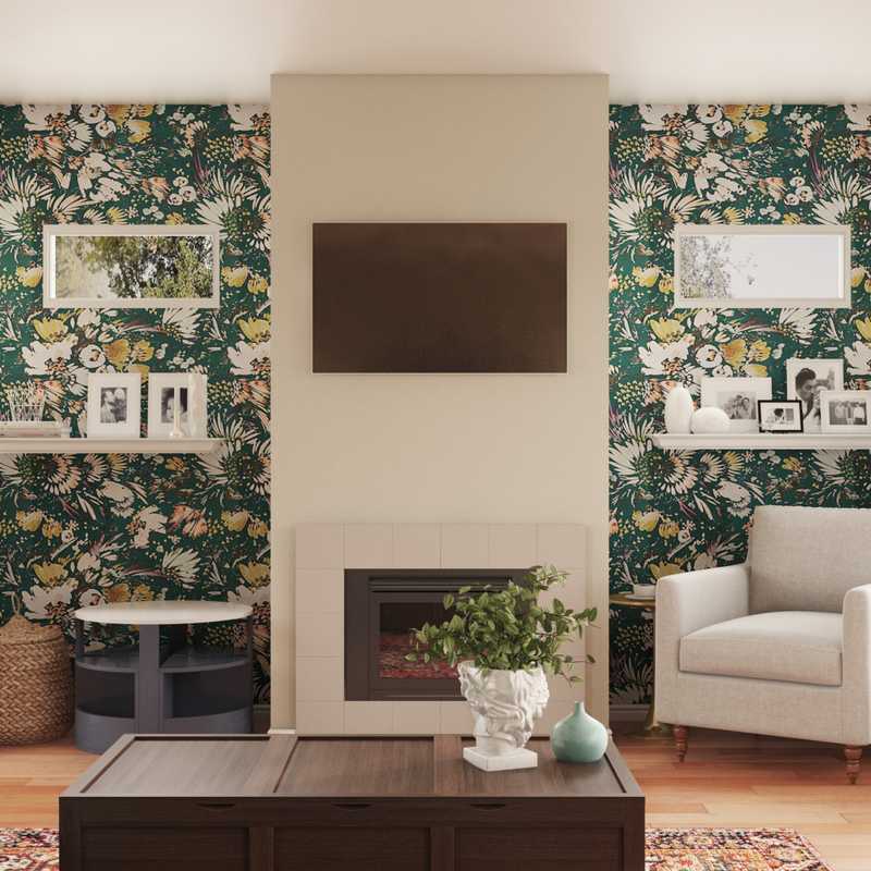 Bohemian, Midcentury Modern Living Room Design by Havenly Interior Designer Kelly