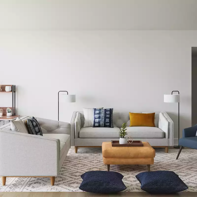 Contemporary, Modern, Global, Midcentury Modern Living Room Design by Havenly Interior Designer Lauren