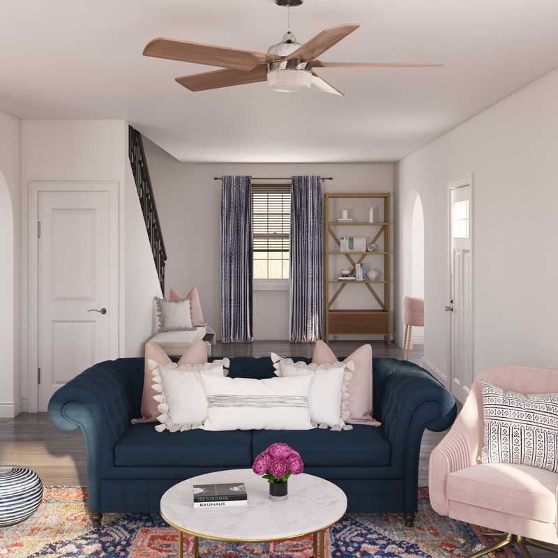 Eclectic, Bohemian, Glam, Midcentury Modern Living Room Design by Havenly Interior Designer Annie