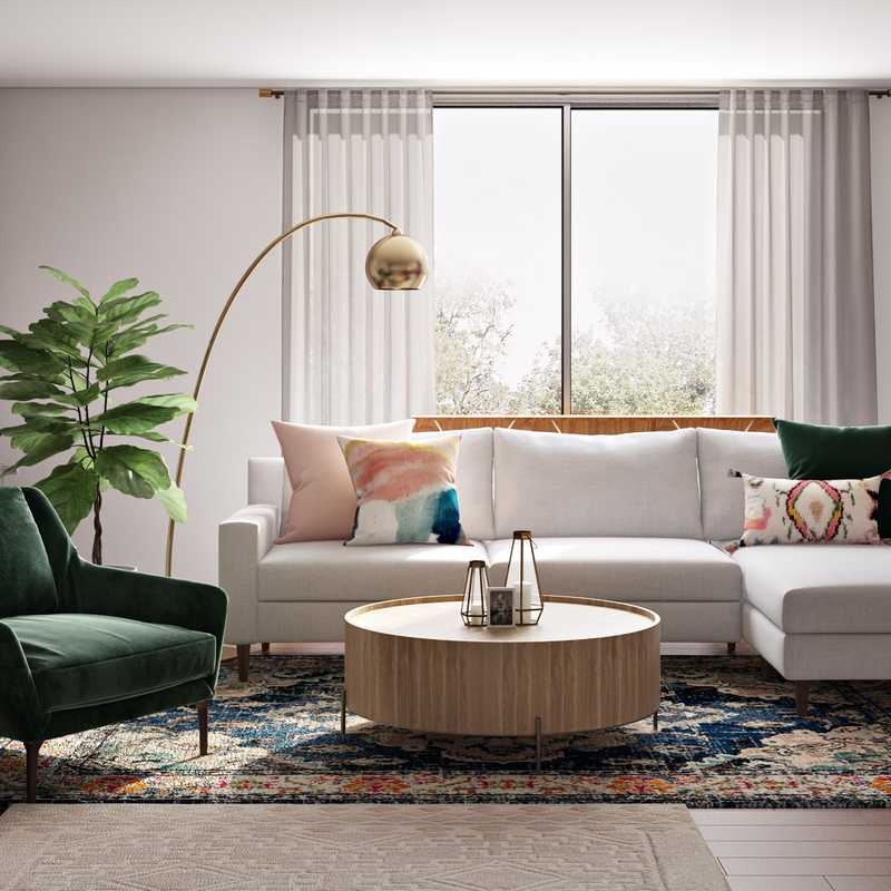 Bohemian, Midcentury Modern Living Room Design by Havenly Interior Designer Alexandra