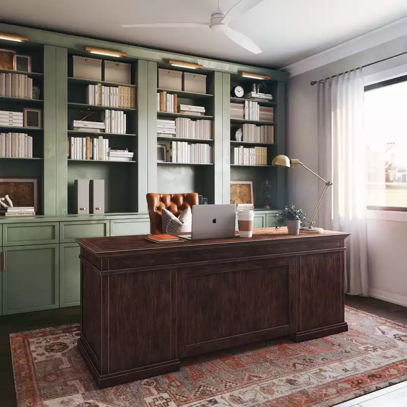 Classic, Traditional, Transitional, Library, Vintage, Classic Contemporary Office Design by Havenly Interior Designer Lisa