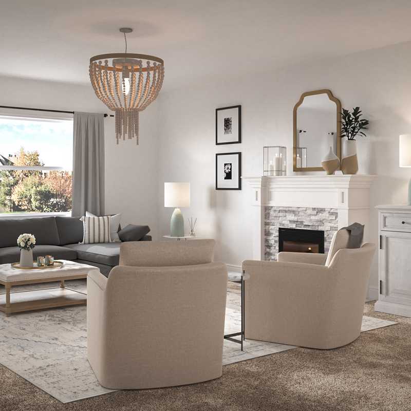 Glam, Farmhouse, Transitional Living Room Design by Havenly Interior Designer Lilly