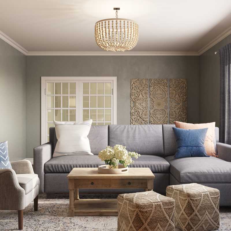 Bohemian, Farmhouse Living Room Design by Havenly Interior Designer Nicole