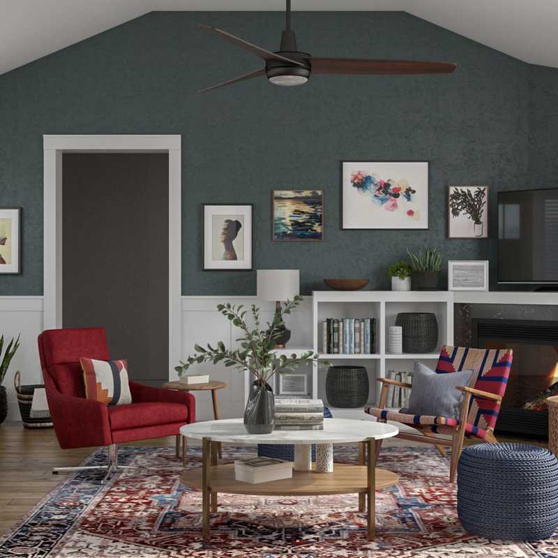 Bohemian, Global, Southwest Inspired, Midcentury Modern Living Room Design by Havenly Interior Designer Patrice