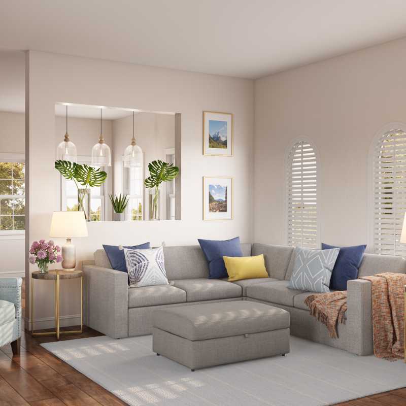 Coastal, Farmhouse, Transitional Living Room Design by Havenly Interior Designer Arissa