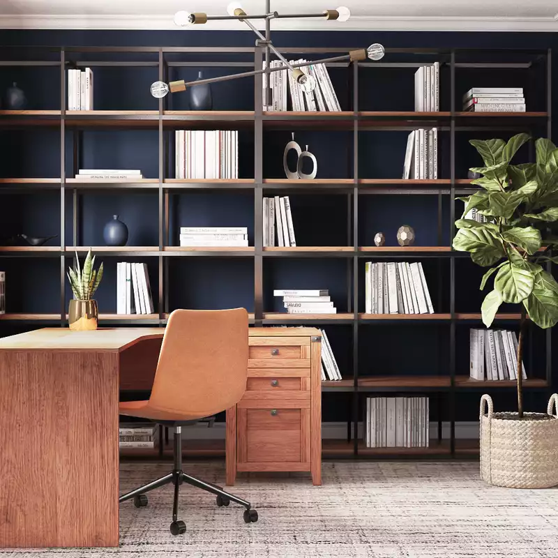 Industrial, Midcentury Modern Living Room Design by Havenly Interior Designer Sarah