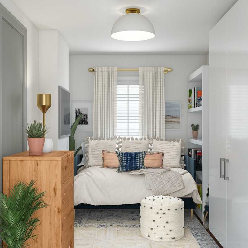 Bohemian, Coastal, Midcentury Modern Bedroom Design by Havenly Interior Designer Michela
