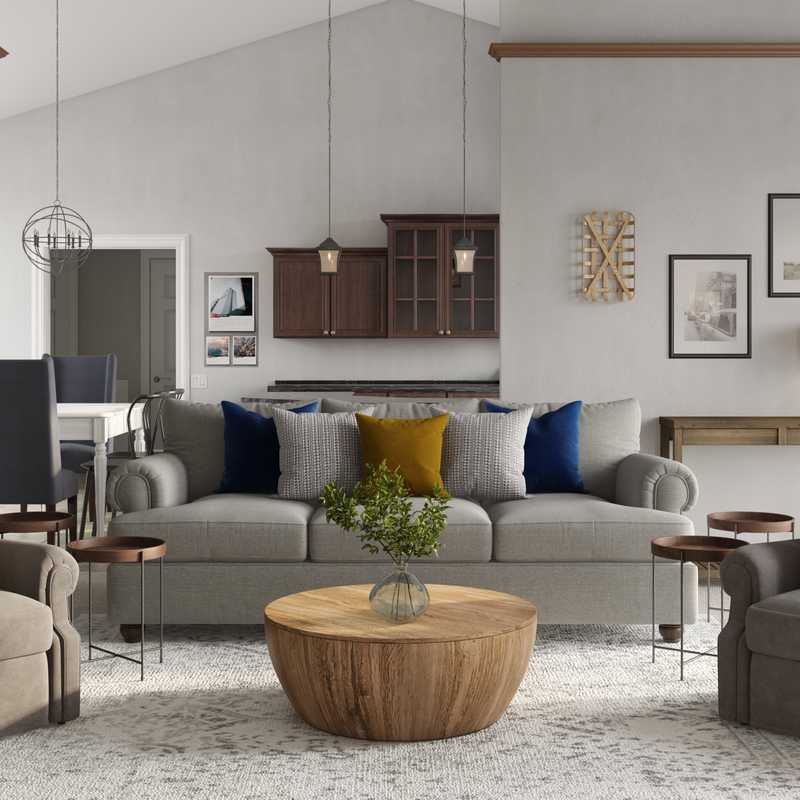 Classic, Industrial, Transitional Living Room Design by Havenly Interior Designer Laura
