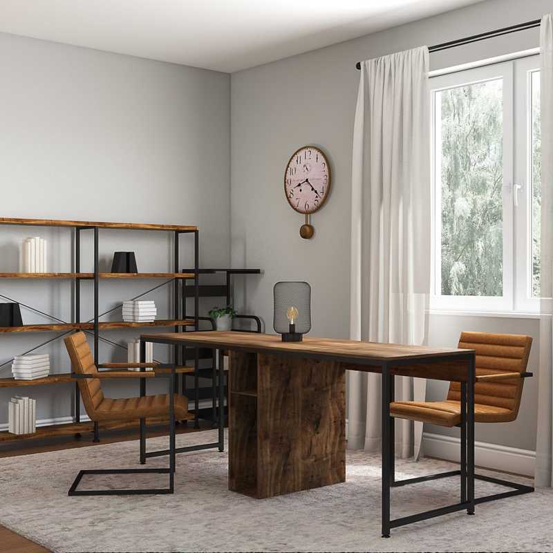 Industrial, Midcentury Modern Office Design by Havenly Interior Designer Kaylee