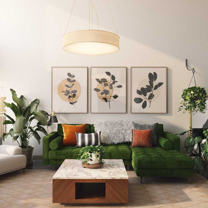 Bohemian, Midcentury Modern Living Room Design by Havenly Interior Designer Isabella