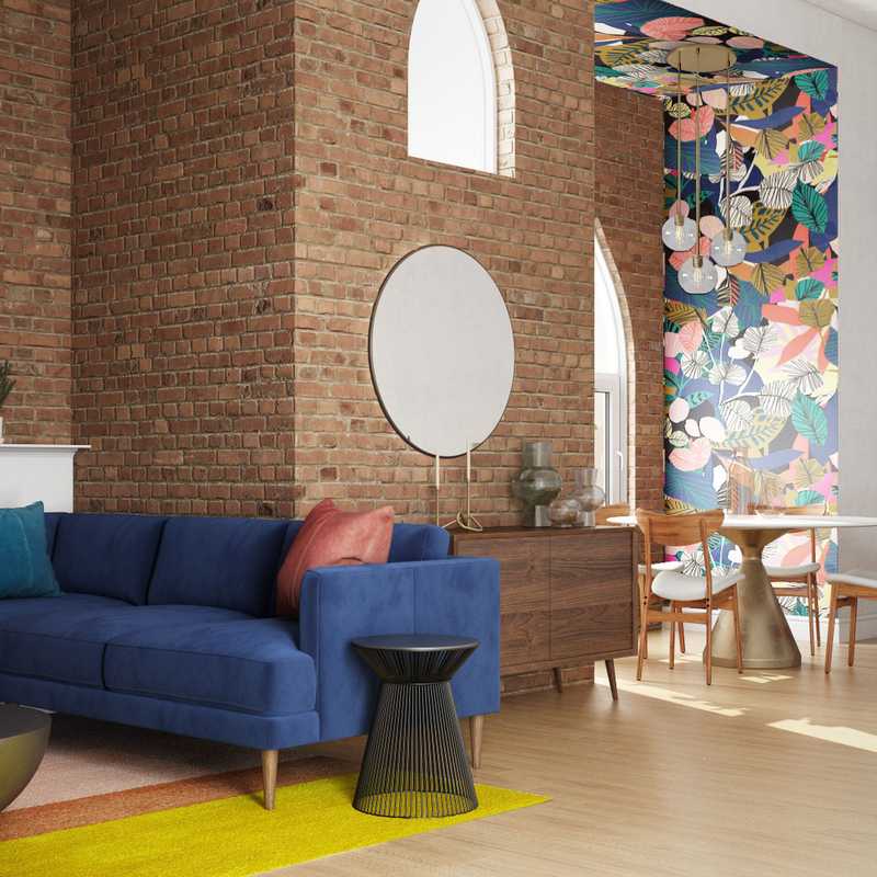 Modern, Eclectic, Bohemian, Industrial, Midcentury Modern Living Room Design by Havenly Interior Designer Kylie