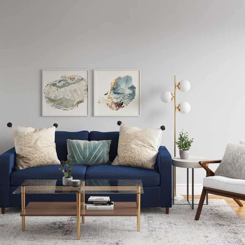 Glam, Midcentury Modern Living Room Design by Havenly Interior Designer Katie