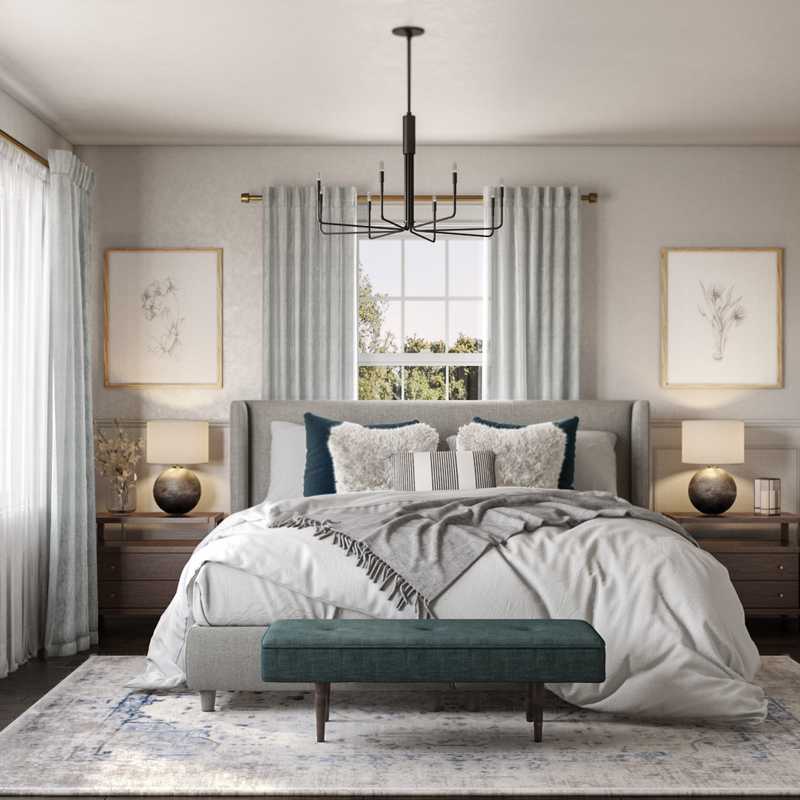 Modern, Coastal, Glam, Farmhouse, Transitional Bedroom Design by Havenly Interior Designer Emily