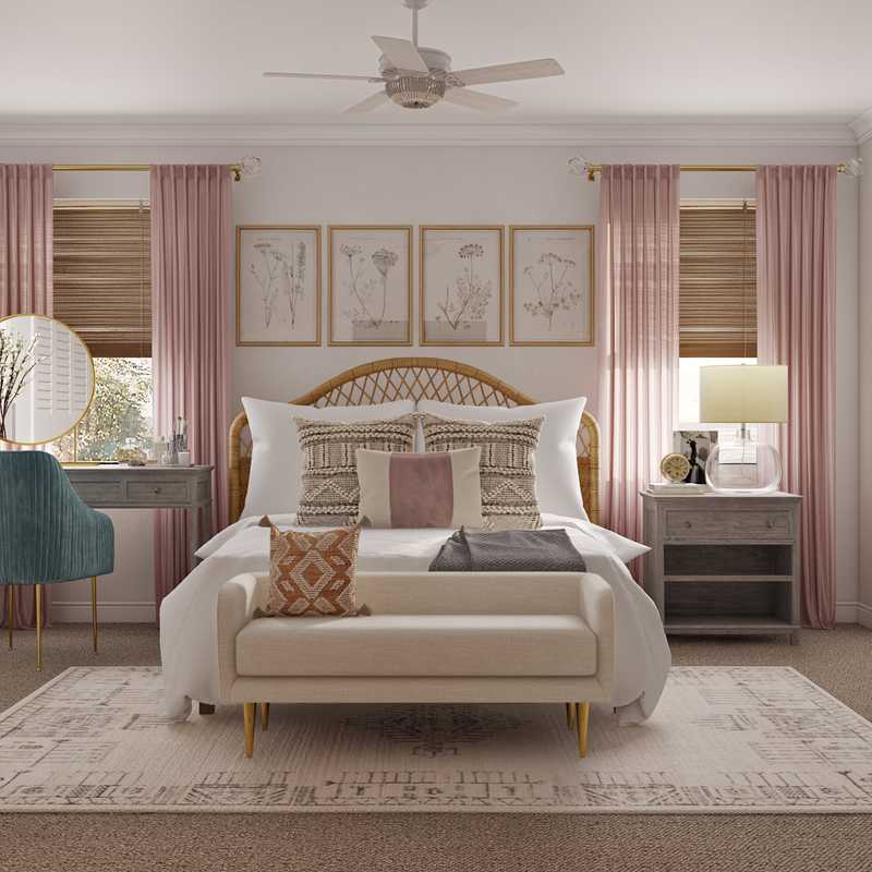 Glam, Rustic, Preppy Bedroom Design by Havenly Interior Designer Sable
