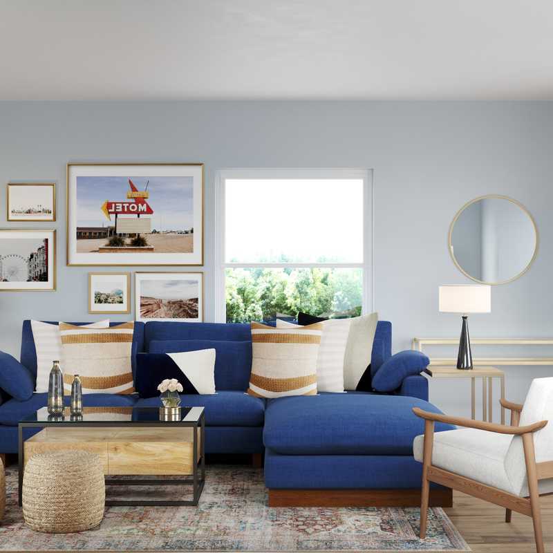 Transitional, Midcentury Modern Living Room Design by Havenly Interior Designer Ghianella