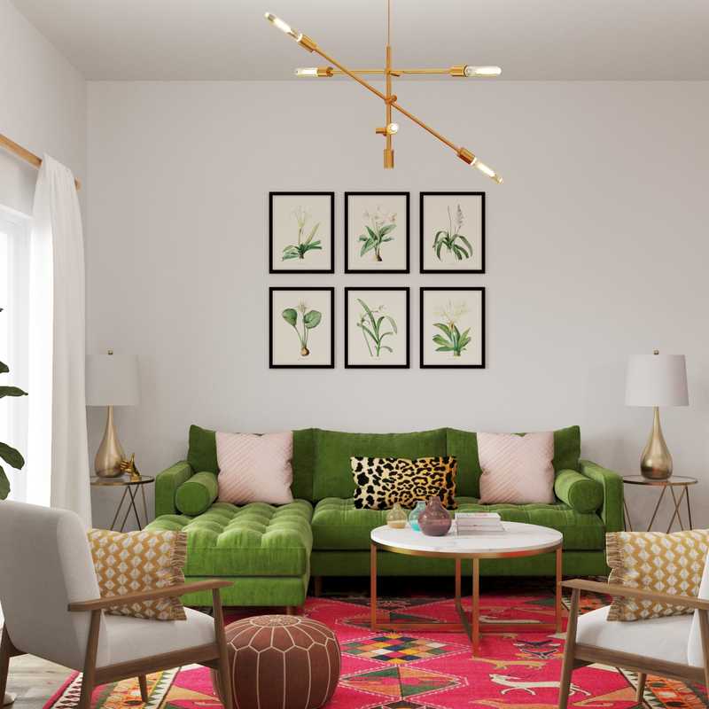 Modern, Eclectic, Bohemian, Midcentury Modern Living Room Design by Havenly Interior Designer Kacie