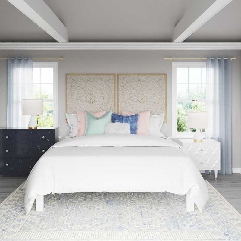 Bohemian, Coastal Bedroom Design by Havenly Interior Designer Shannon