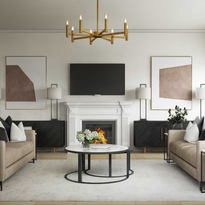 Contemporary, Modern, Glam Living Room Design by Havenly Interior Designer Kelcy