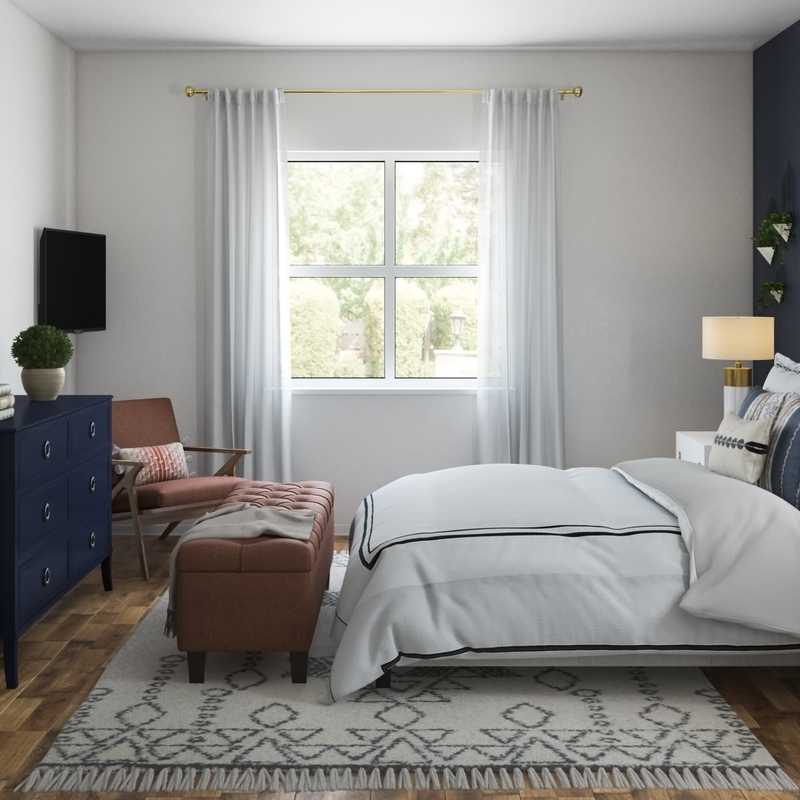 Bohemian, Farmhouse, Midcentury Modern Bedroom Design by Havenly Interior Designer Sarah